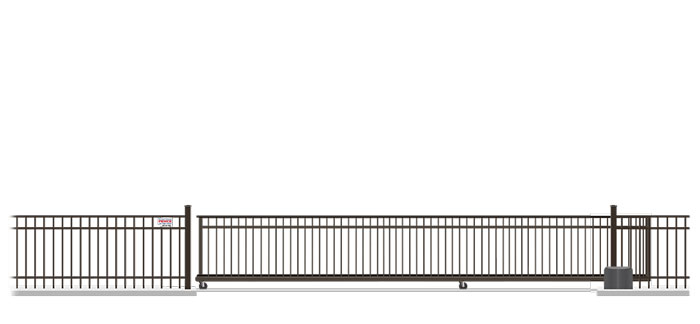 Automated Metal V-Track gate  in closed position
