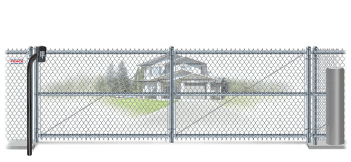 Chain Link sliding estate gate in closed position