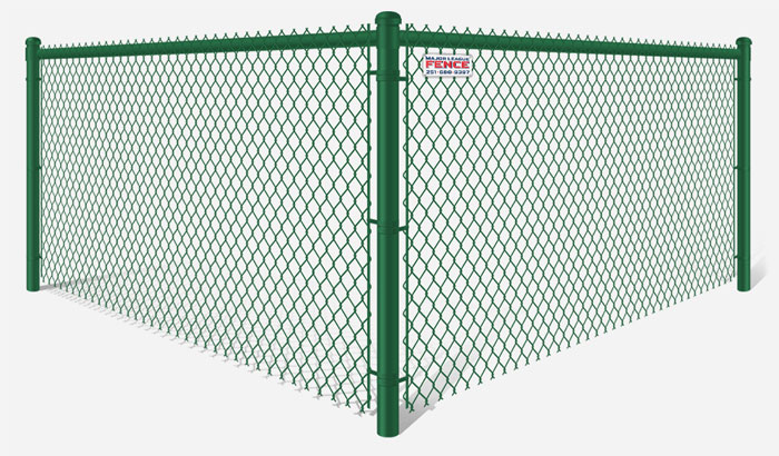 Green PVC-Coated chain link fence contractor in Mobile Alabama