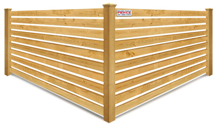 Horizontal spaced board wood fence in  Mobile Alabama