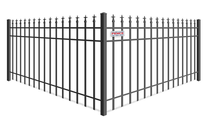 Decorative steel fence with custom finials in Mobile Alabama