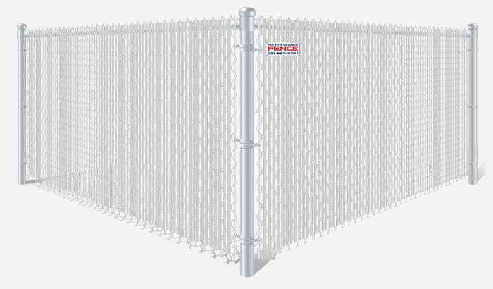 White chain link fence with white privacy slats in Mobile Alabama