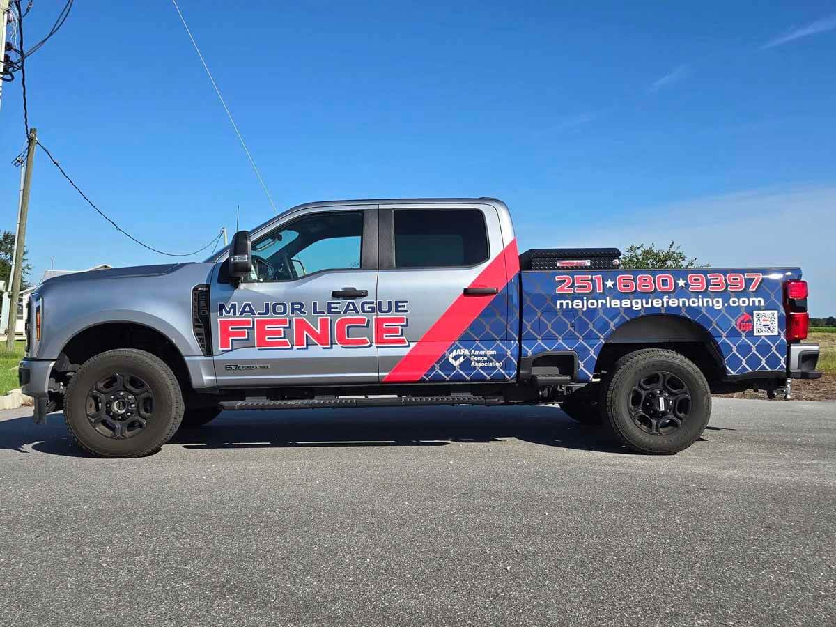 Major League Fence company vehicle in Mobile Alabama