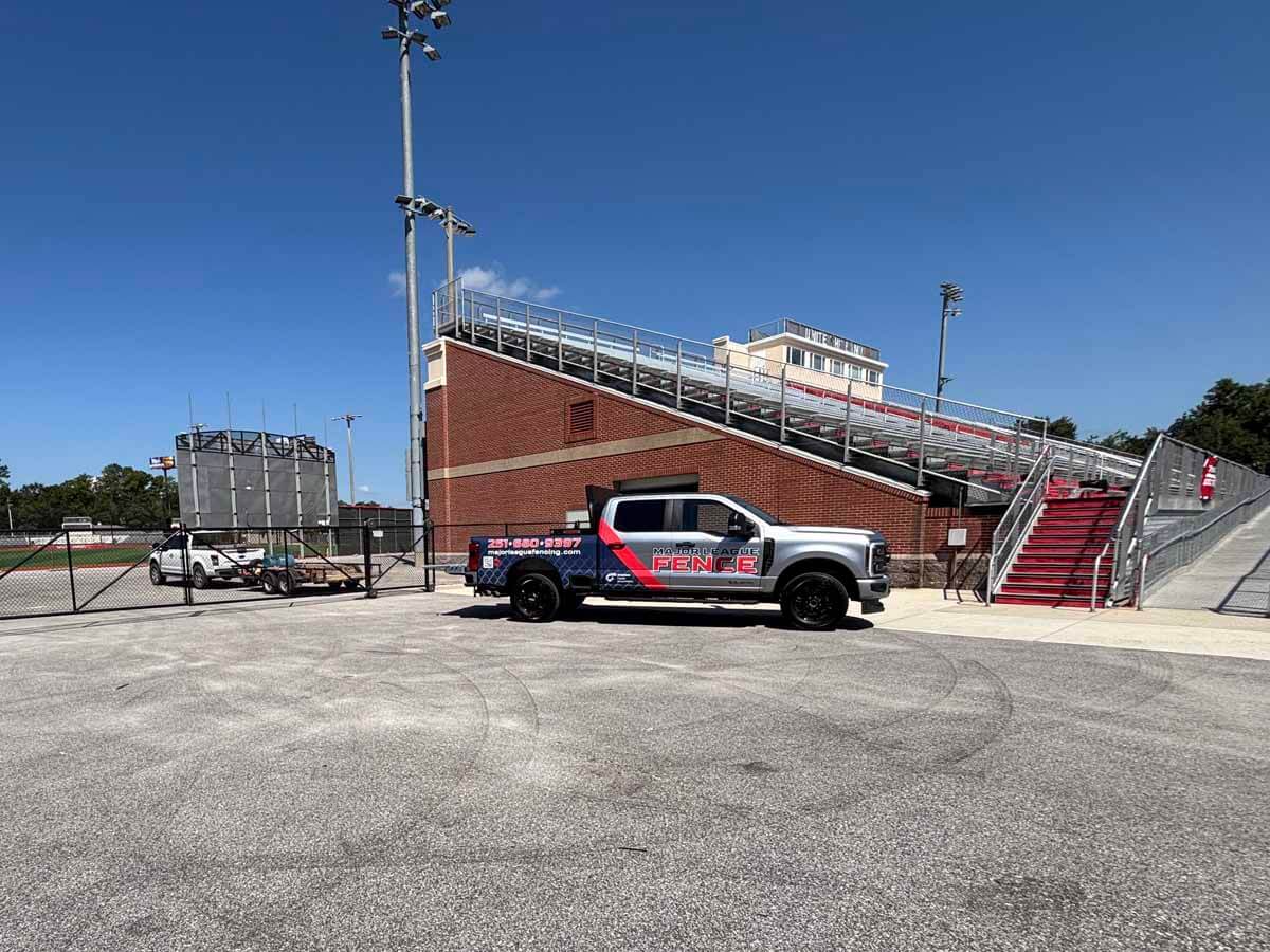 Major League Fence in Mobile Alabama installing a fence for a sport stadium